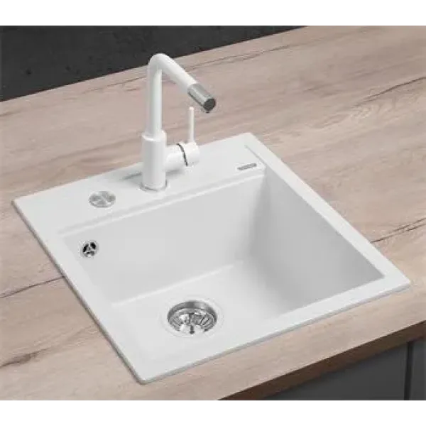 CONCEPT Granitový dřez bez odkapu DG00C50wh Cubis BÍLÝ