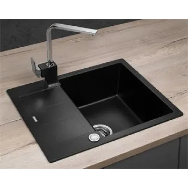 CONCEPT Granitový dřez s odkapem DG05C45bc Cubis ČERNÝ