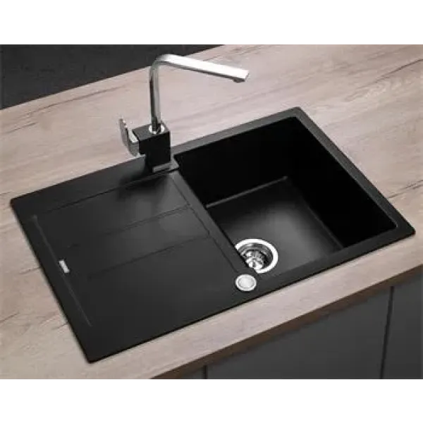 CONCEPT Granitový dřez s odkapem DG10C45bc Cubis ČERNÝ