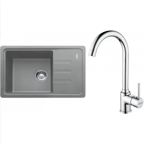 Franke SETG265ŠK (dřez BSG 611-62 Šedý kámen + baterie FP 9000.031 Chrom)