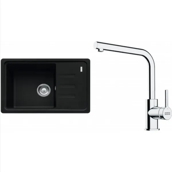 Franke SETG266MČ (dřez BSG 611-62 Matná černá + baterie FS 3230.031 LINA SMART Chrom)