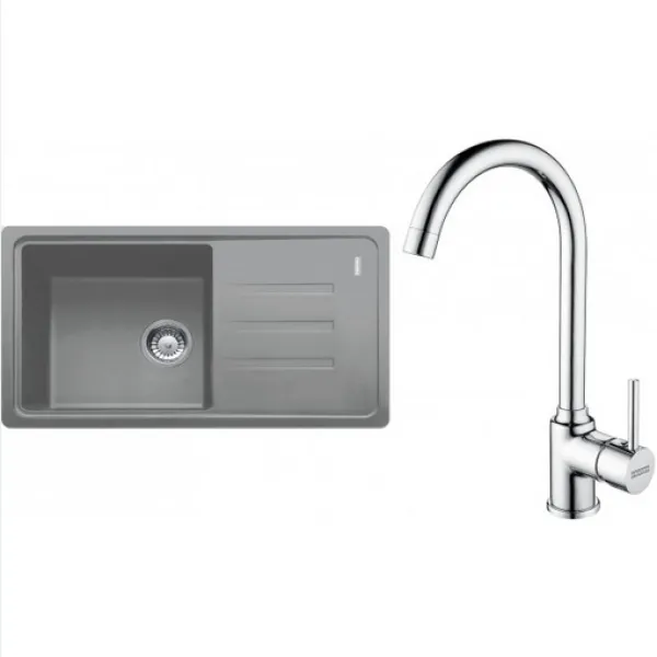 Franke SETG267ŠK (dřez BSG 611-78/39 Šedý kámen + baterie FP 9000.031 Chrom)