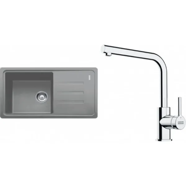 Franke Set G268ŠK (dřez BSG 611-78/39 Šedý kámen + baterie FS 3230.031 LINA SMART Chrom)