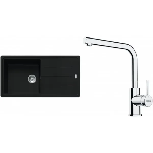 Franke SETG264MČ (dřez BFG 611 Matná černá + baterie FS 3230.031 LINA SMART Chrom)
