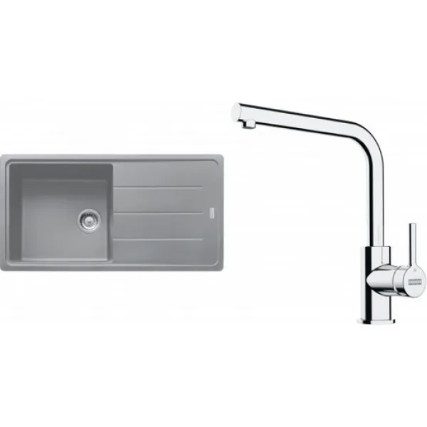 Franke SETG264ŠK (dřez BFG 611 Šedý kámen + baterie FS 3230.031 LINA SMART Chrom)