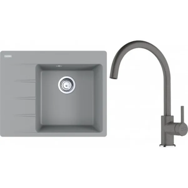 Franke Set G269ŠK (dřez CNG 611-62 TL/7 Šedý kámen, pravý + baterie FC 6018.084 LINA Šedý kámen)