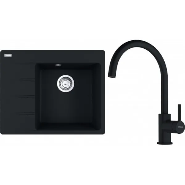 Franke Set G269MČ (dřez CNG 611-62 TL/7 Matná černá, pravý + baterie FC 6018.901 LINA Matná černá)