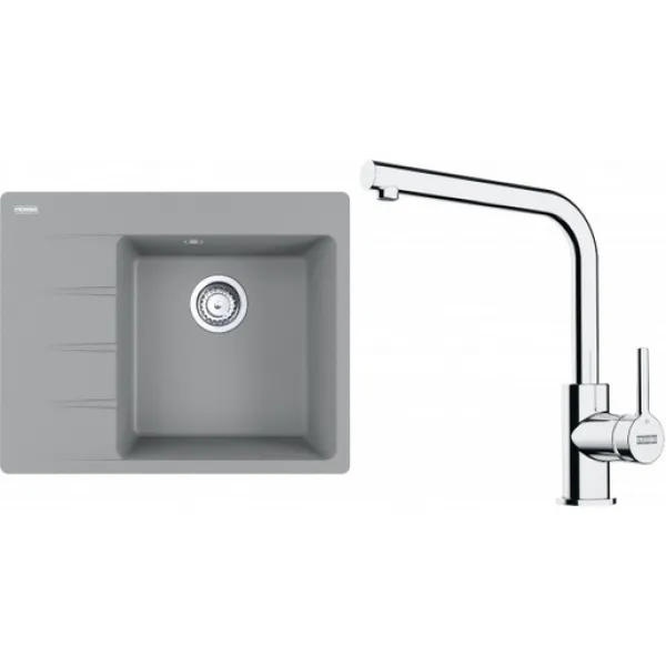 Franke Set G248ŠK (dřez CNG 611-62 TL/7 Šedý kámen, pravý + baterie FS 3230.031 LINA SMART Chrom)