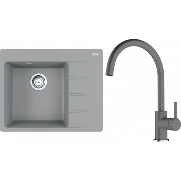 Franke SETG270ŠK (dřez CNG 611-62 TL/2 Šedý kámen, levý + baterie FC 6018.084 LINA Šedý kámen)