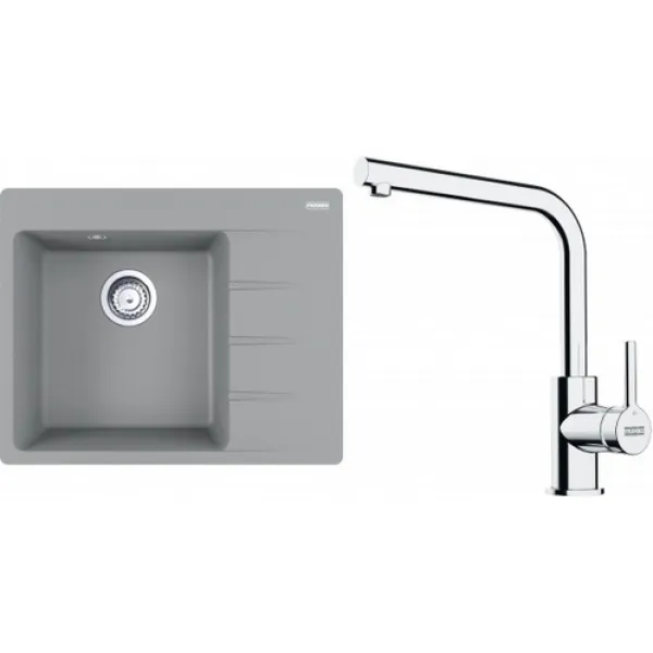 Franke Set G249ŠK (dřez CNG 611-62 TL/2 Šedý kámen, levý + baterie FS 3230.031 LINA SMART Chrom)