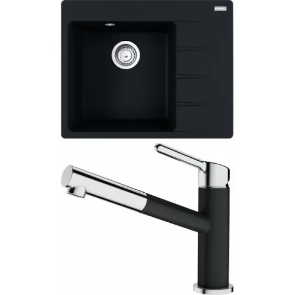 Franke SETG215O (dřez CNG 611-62 TL/2 Onyx + baterie FC 3055.071 ORBIT Chrom/Onyx)