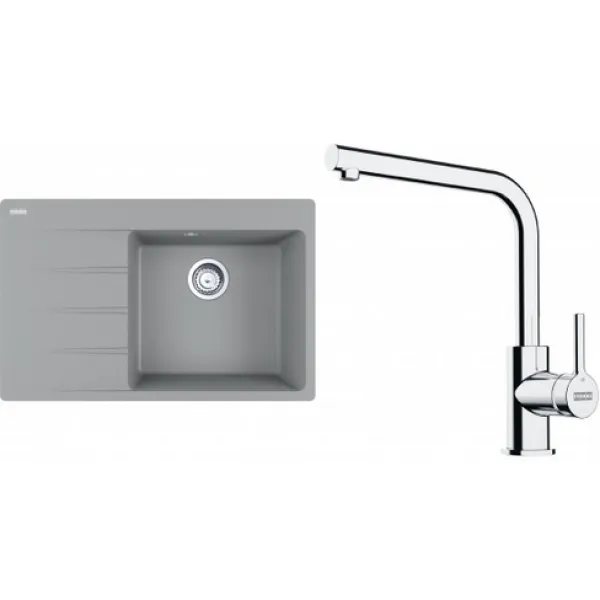 Franke SETG250ŠK (dřez CNG 611-78 TL/7 Šedý kámen, pravý + baterie FS 3230.031 LINA SMART Chrom)
