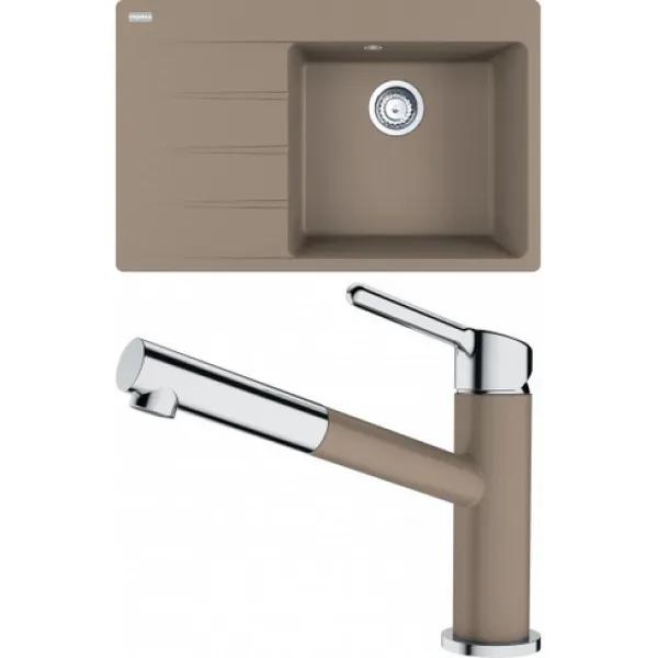 Franke SETG227KA (dřez CNG 611-78 TL/7 Kašmír + baterie FC 3055.424 ORBIT Chrom/Kašmír)