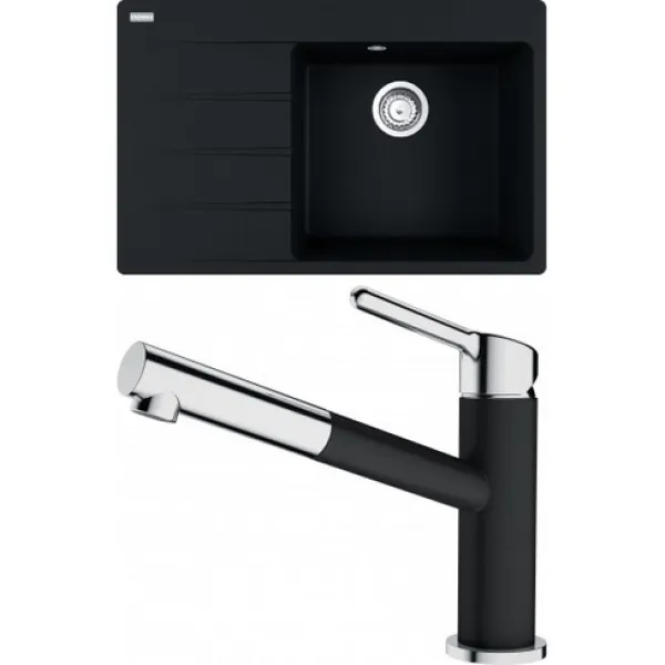 Franke SETG227O (dřez CNG 611-78 TL/7 Onyx + baterie FC 3055.071 ORBIT Chrom/Onyx)