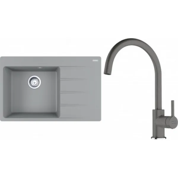 Franke SETG272ŠK (dřez CNG 611-78 TL/2 Šedý kámen, levý + baterie FC 6018.084 LINA Šedý kámen)