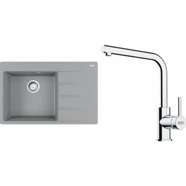 Franke SETG251ŠK (dřez CNG 611-78 TL/2 Šedý kámen, levý + baterie FS 3230.031 LINA SMART Chrom)