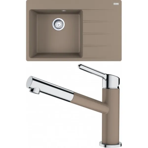 Franke Set G219 (dřez CNG 611-78 TL/2 Kašmír + baterie FC 3055.424 ORBIT Chrom/Kašmír)