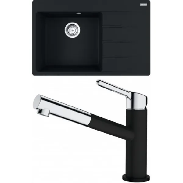 Franke Set G219MČ (dřez CNG 611-78 TL/2 Matná černá + baterie FC 3055.901 ORBIT Matná černá)