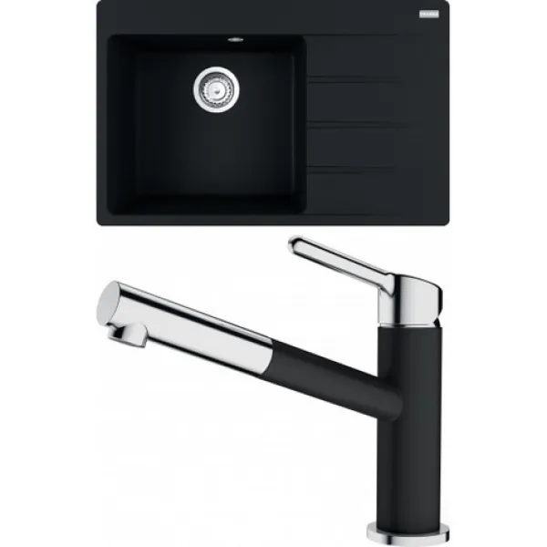 Franke Set G219 (dřez CNG 611-78 TL/2 Onyx + baterie FC 3055.071 ORBIT Chrom/Onyx)