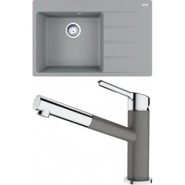 Franke Set G219 (dřez CNG 611-78 TL/2 Šedý kámen + baterie FC 3055.084 ORBIT Chrom/Šedý kámen)