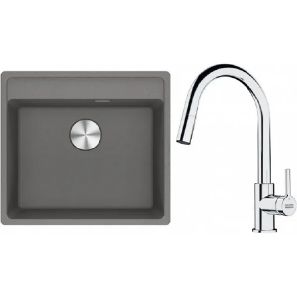 Franke Set G254ŠK (dřez MRG 610-52 RTL Šedý kámen + baterie FS 3229.031 LINA NEW Chrom)