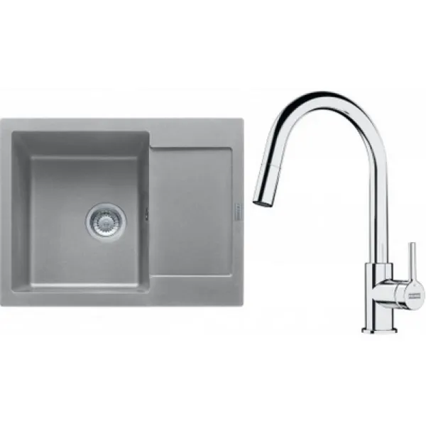 Franke Set G256ŠK (dřez MRG 611-62 Šedý kámen + baterie FS 3229.031 LINA NEW Chrom)