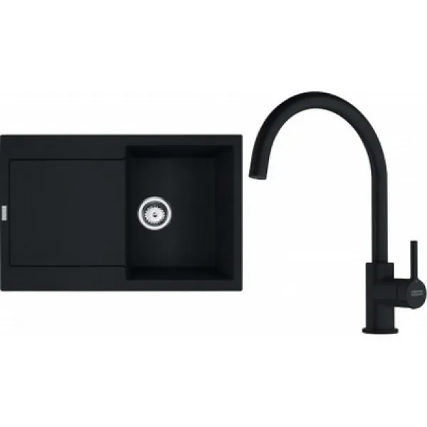 Franke SETG276MČ (dřez MRG 611 Matná černá + baterie FC 6018.901 LINA Matná černá)