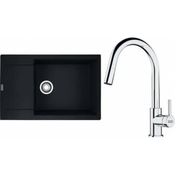 Franke Set G260MČ (dřez MRG 611-78 BB Matná černá + baterie FS 3229.031 LINA NEW Chrom)