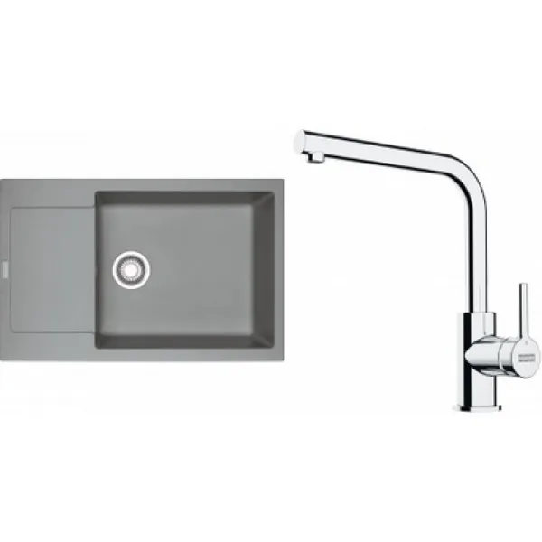 Franke Set G261ŠK (dřez MRG 611-78 BB Šedý kámen + baterie FS 3230.031 LINA SMART Chrom)