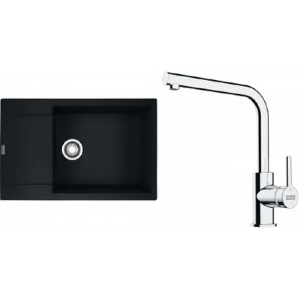 Franke Set G261MČ (dřez MRG 611-78 BB Matná černá + baterie FS 3230.031 LINA SMART Chrom)