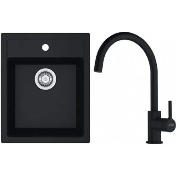 Franke Set T121Č (dřez SID 610-40 Černá + baterie FC 6018.901 LINA Matná černá)