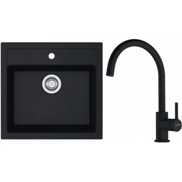 Franke Set T122Č (dřez SID 610 Černá + baterie FC 6018.901 LINA Matná černá)