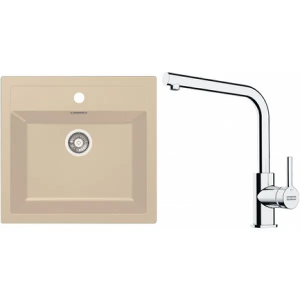 Franke Set T114BE (dřez SID 610 Béžová + baterie FS 3230.031 LINA SMART Chrom)