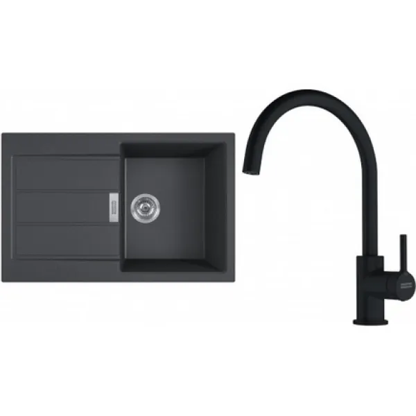 Franke Set T123Č (dřez S2D 611-78 Černá + baterie FC 6018.901 LINA Matná černá)