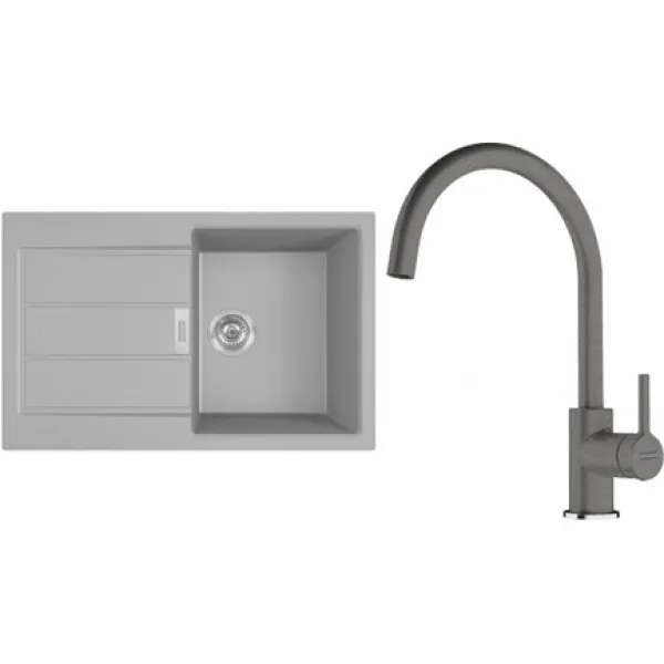 Franke Set T123Š (dřez S2D 611-78 Šedá + baterie FC 6018.084 LINA Šedý kámen)
