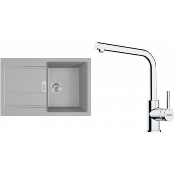 Franke Set T115Š (dřez S2D 611-78 Šedá + baterie FS 3230.031 LINA SMART Chrom)
