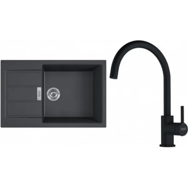 Franke Set T124Č (dřez S2D 611-78 XL Černá + baterie FC 6018.901 LINA Matná černá)