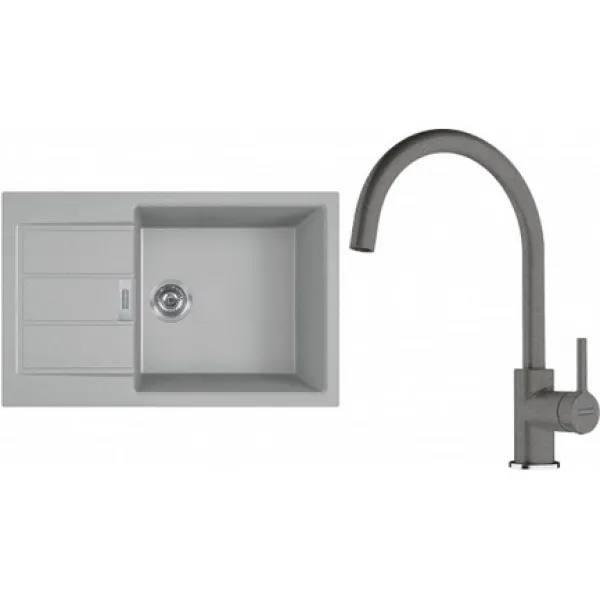 Franke Set T124Š (dřez S2D 611-78 XL Šedá + baterie FC 6018.084 LINA Šedý kámen)