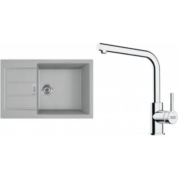 Franke Set T116Š (dřez S2D 611-78 XL Šedá + baterie FS 3230.031 LINA SMART Chrom)