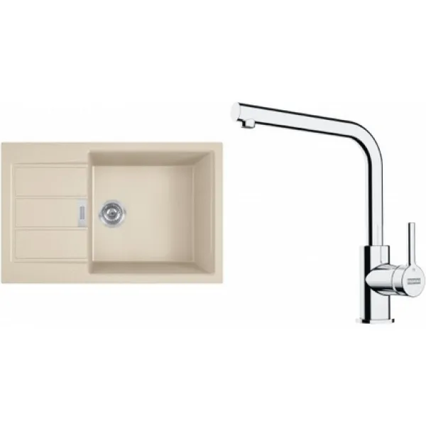 Franke Set T116BE (dřez S2D 611-78 XL Béžová + baterie FS 3230.031 LINA SMART Chrom)