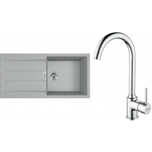 Franke Set T108Š (dřez S2D 611-100 Šedá + baterie FP 9000.031 Chrom)