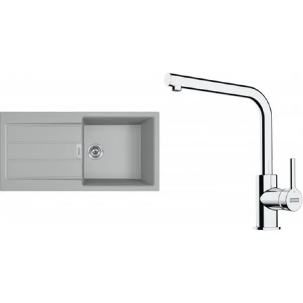 Franke Set T117Š (dřez S2D 611-100 Šedá + baterie FS 3230.031 LINA SMART Chrom)
