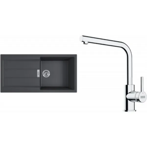 Franke Set T117Č (dřez S2D 611-100 Černá + baterie FS 3230.031 LINA SMART Chrom)