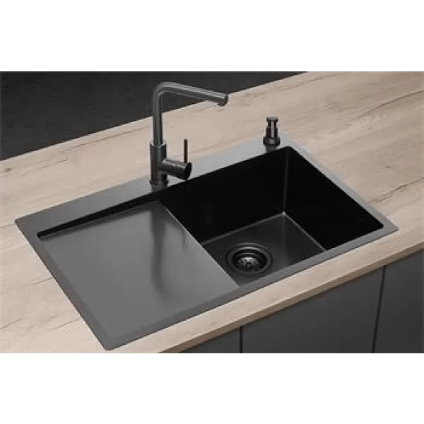 CONCEPT Nerezový dřez s odkapem NANO coat TITANIA pravý DNN1045dsr