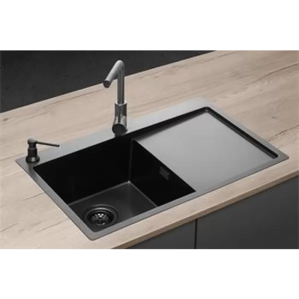 CONCEPT Nerezový dřez s odkapem NANO coat TITANIA levý DNN1045dsl